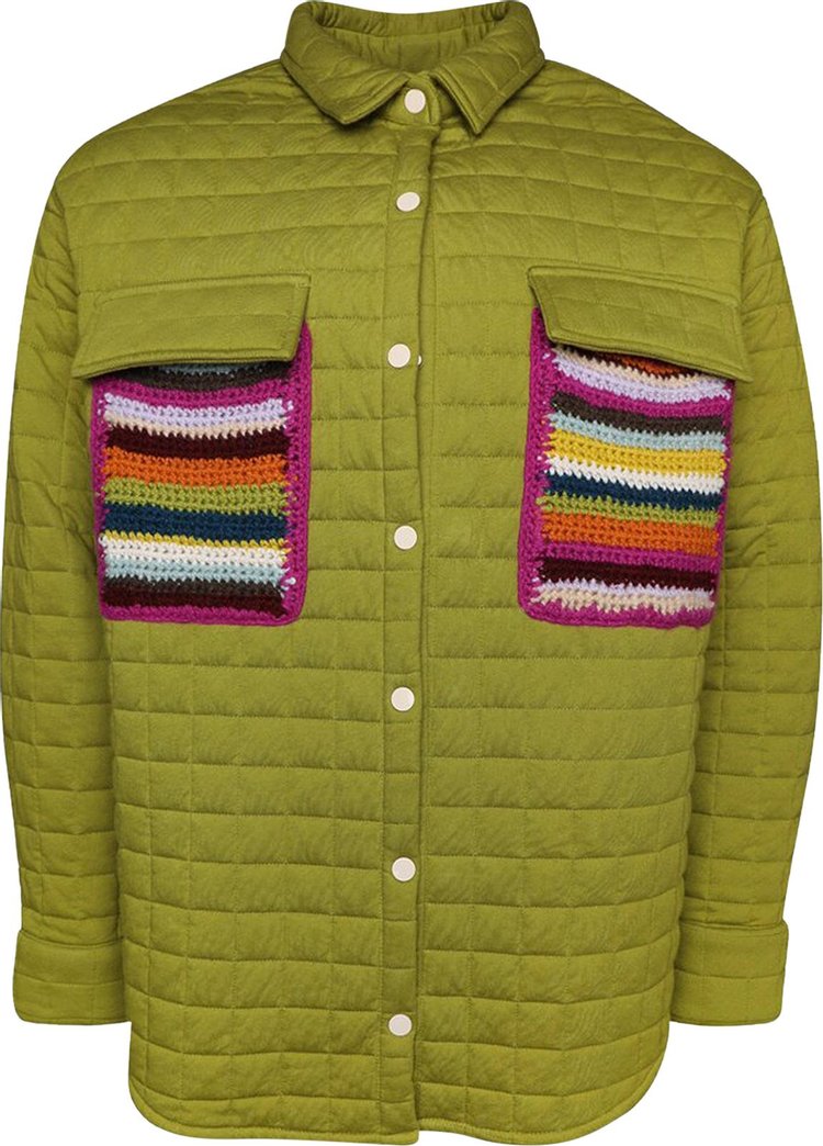 The Elder Statesman Quilted Shacket 'Snap Pea'