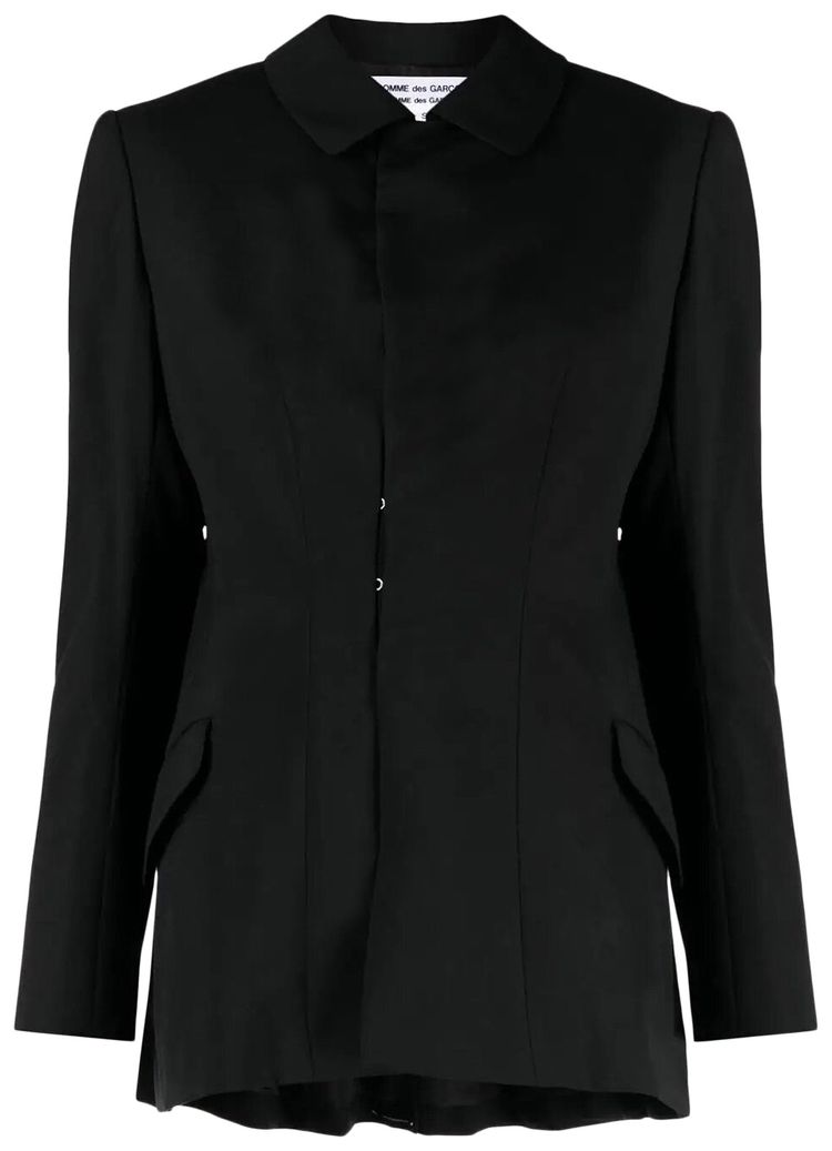 Comme des Garcons Open Front Curved Blazer Black