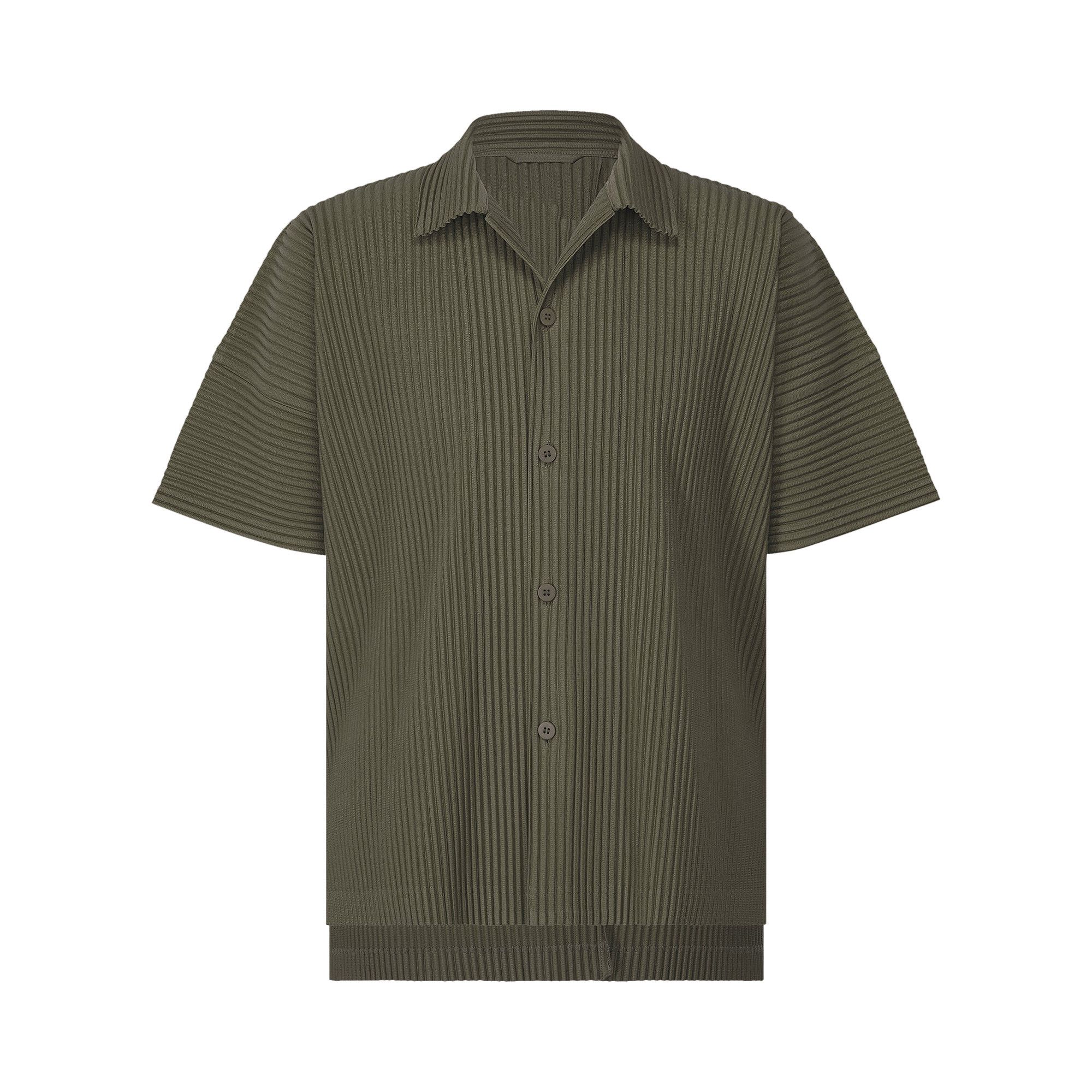 HOMME PLISSÉ ISSEY MIYAKE 半袖シャツ オリーブグリーン ISSEY MIYAKE 半袖シャツ オリーブ色 イッセイミヤケ オリーブグリーン