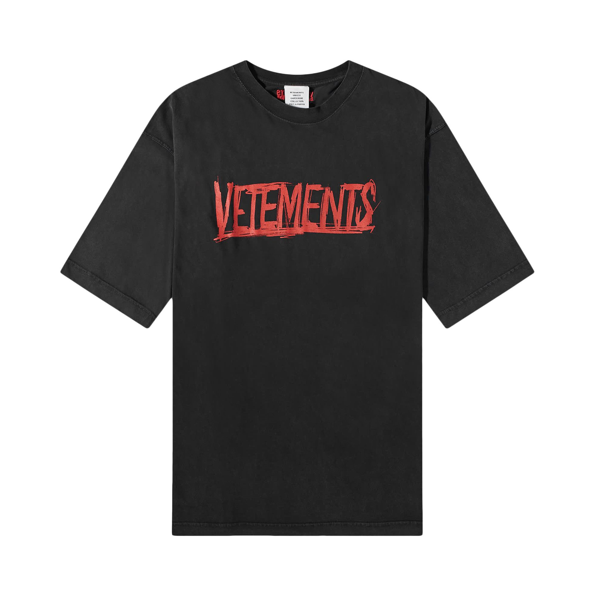 【激安】半額以下- 50%OFFの安い通販 World Vetements Buy Tour Black 'Washed T-Shirt Logo トップス