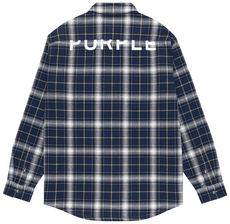 PURPLE BRAND Plaid Flannel Shirt Black