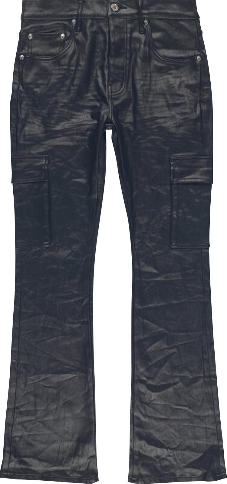 Buy PURPLE BRAND Cargo Flare Jeans 'Black Patent Film' - P004