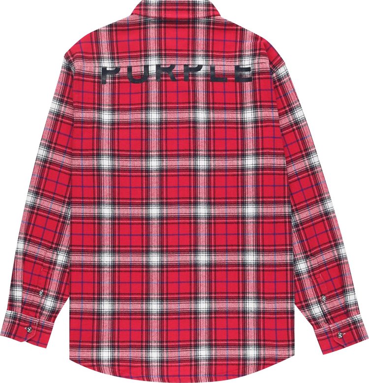 PURPLE BRAND Plaid Flannel Shirt Red