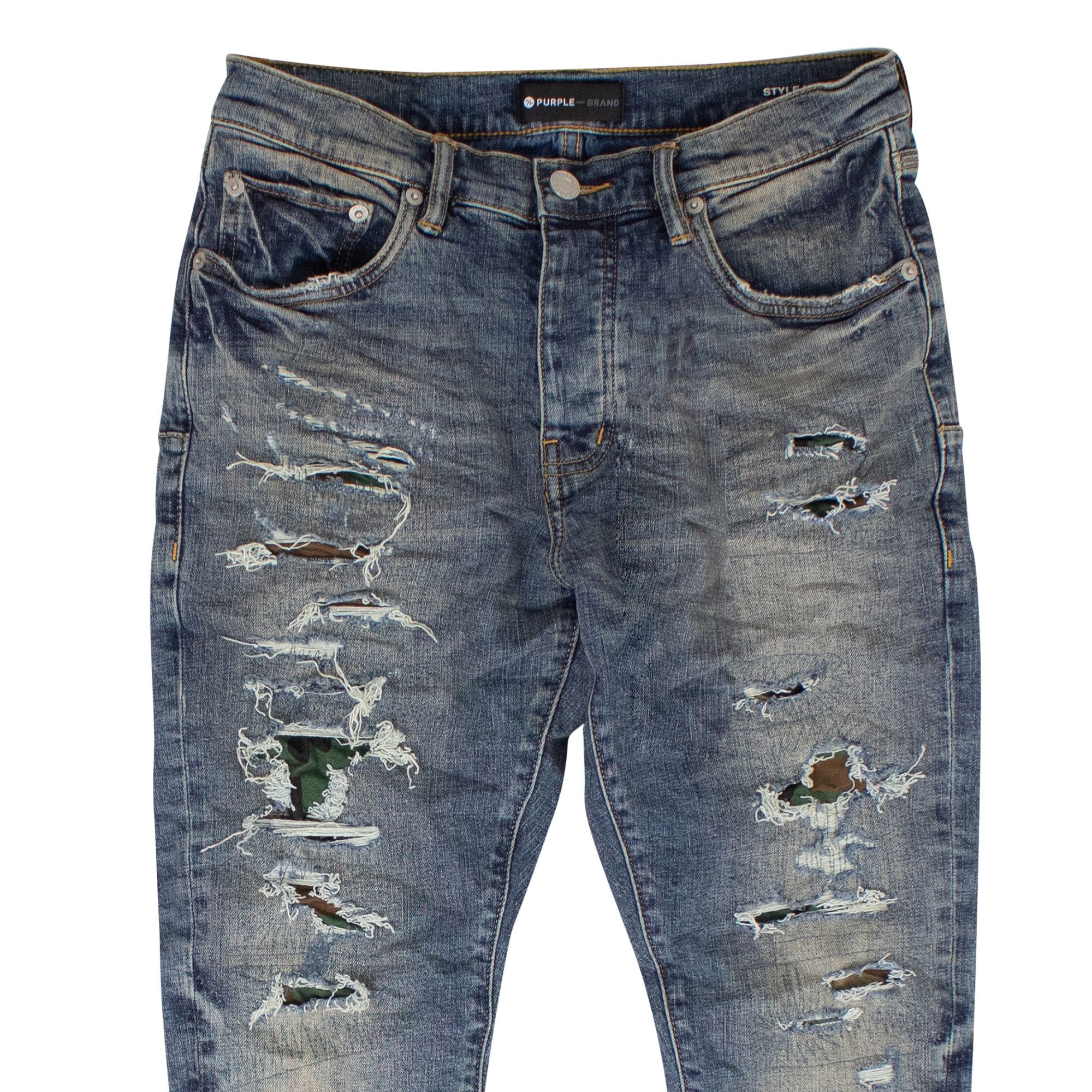 Buy PURPLE BRAND Camo Repair Skinny Jeans 'Indigo' - P001