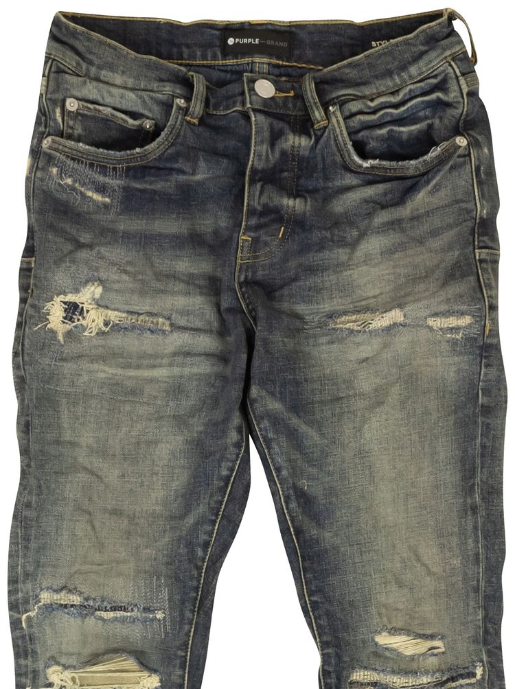 PURPLE BRAND Repair Slim Fit Jeans Indigo