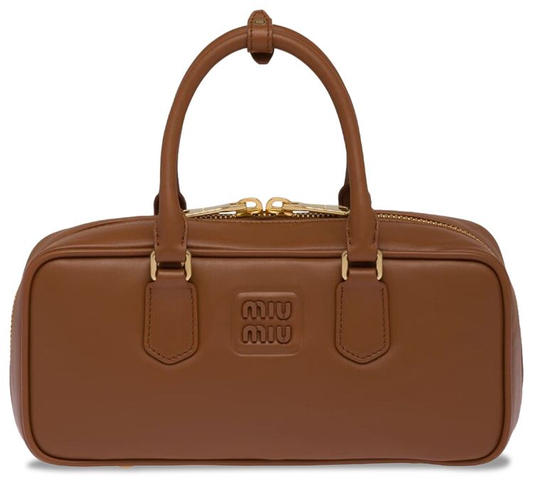 Miu Miu Leather Top Handle Bag 'Cognac'