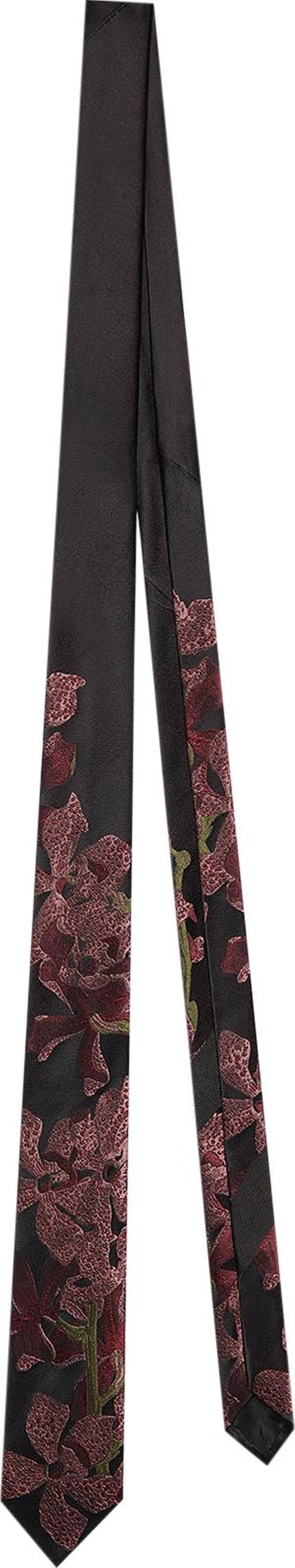 Dries Van Noten Floral Silk Tie 'Bordeaux'