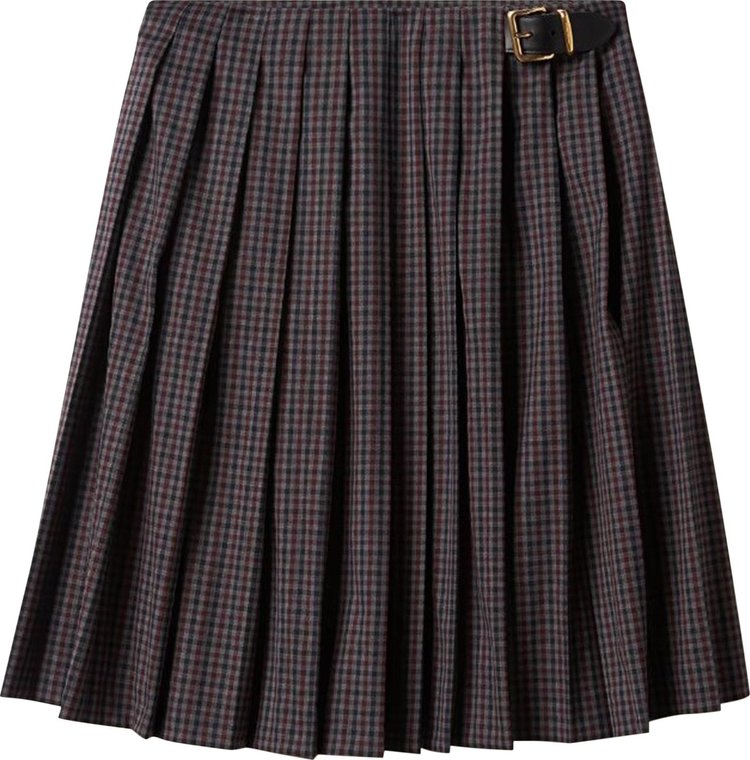 Miu Miu Gingham Check Skirt 'Garnet'