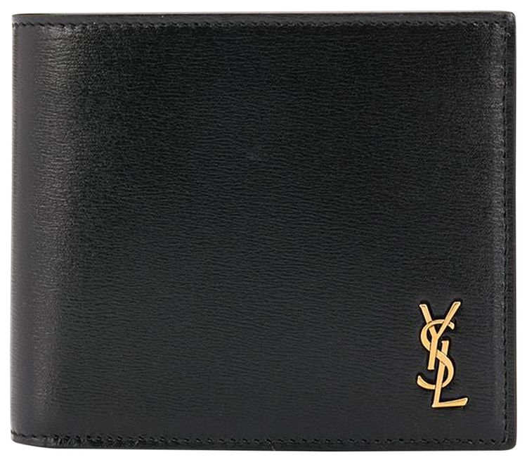 Saint Laurent Logo Bi Fold Wallet With Coin Pouch Black