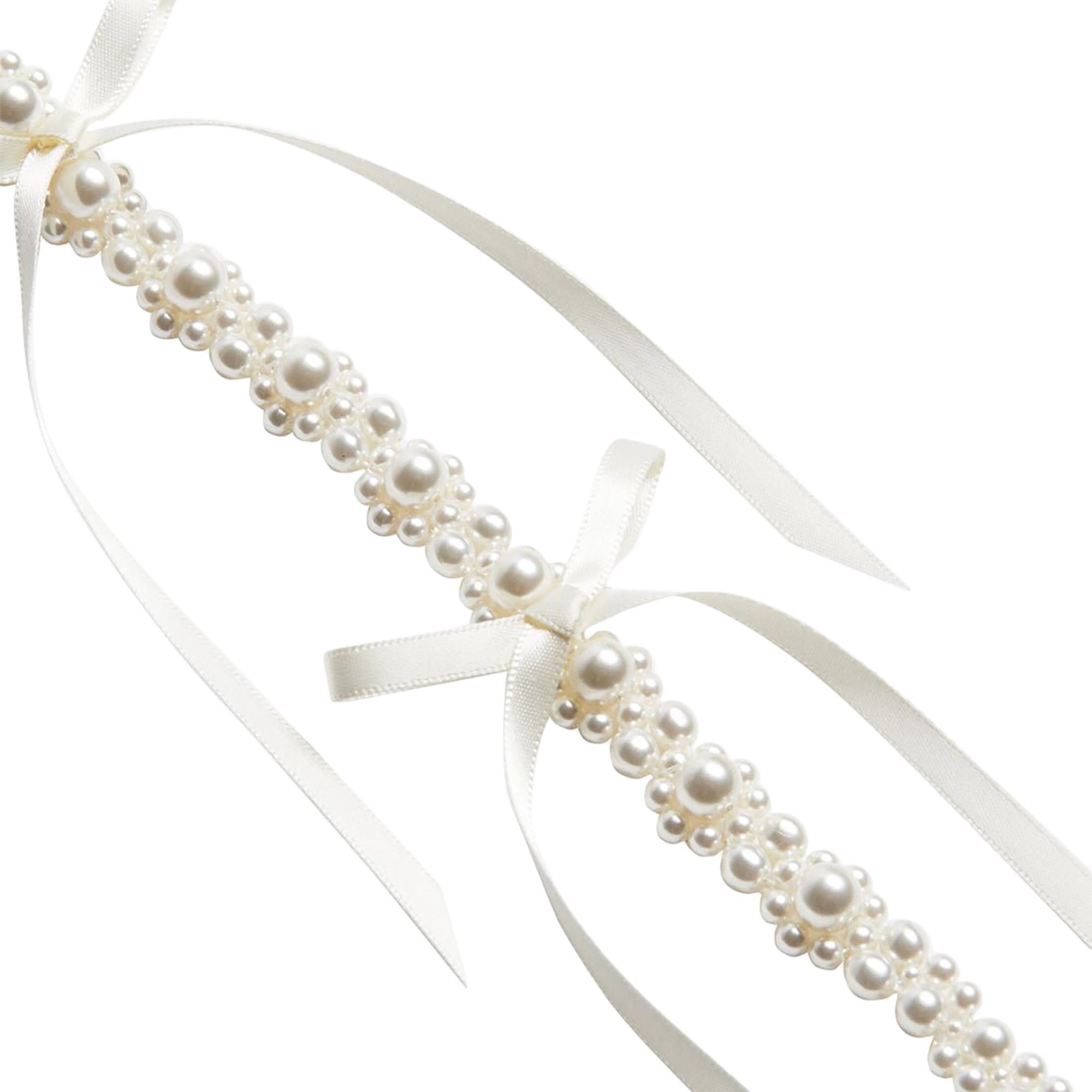 Buy Simone Rocha XL Double Bow Ribbon Drip Earrings 'Pearl/Ivory