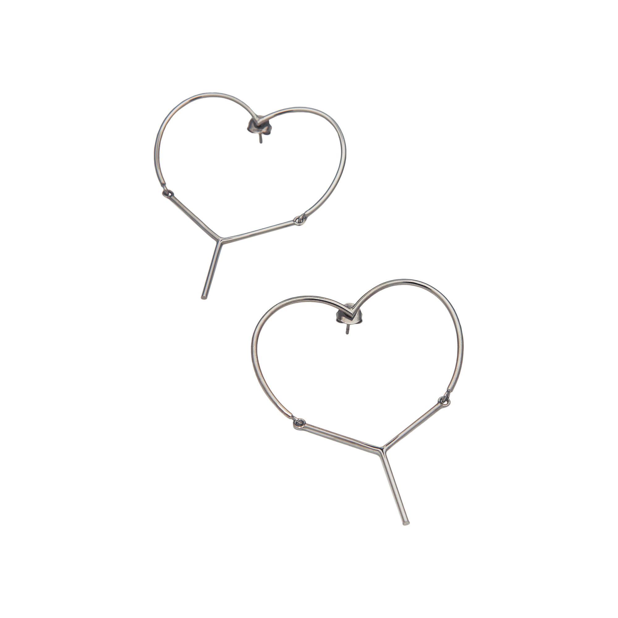 Buy Y/Project Mini Y Heart Earrings 'Silver/Silver' - EARRINGS63