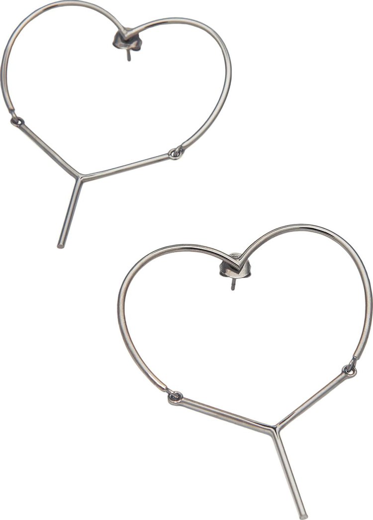 Y/Project Mini Y Heart Earrings 'Silver/Silver'