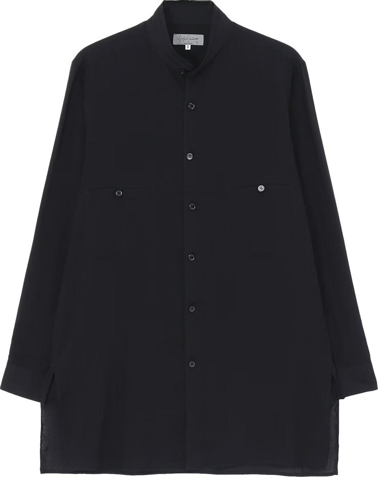 Yohji Yamamoto Pour Homme Mandarin Collar Panel Shirt 'Black'