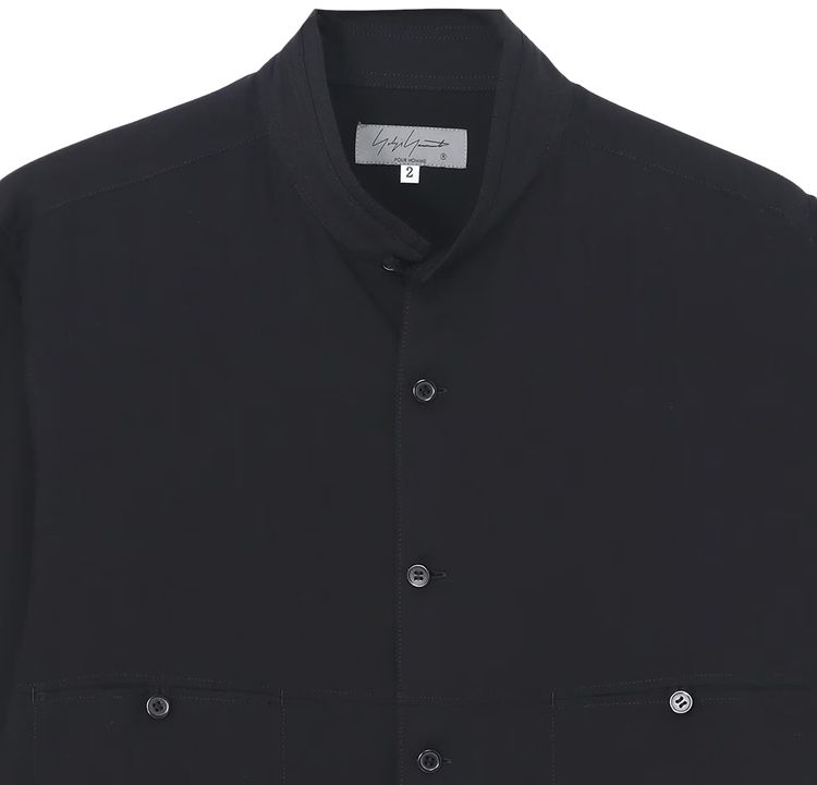 Yohji Yamamoto Pour Homme Mandarin Collar Panel Shirt Black