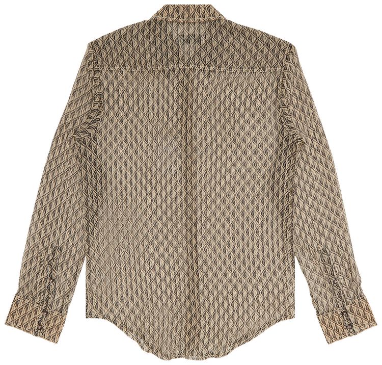 Marine Serre Moon Diamant Silk Crepon Button Up Shirt Blue