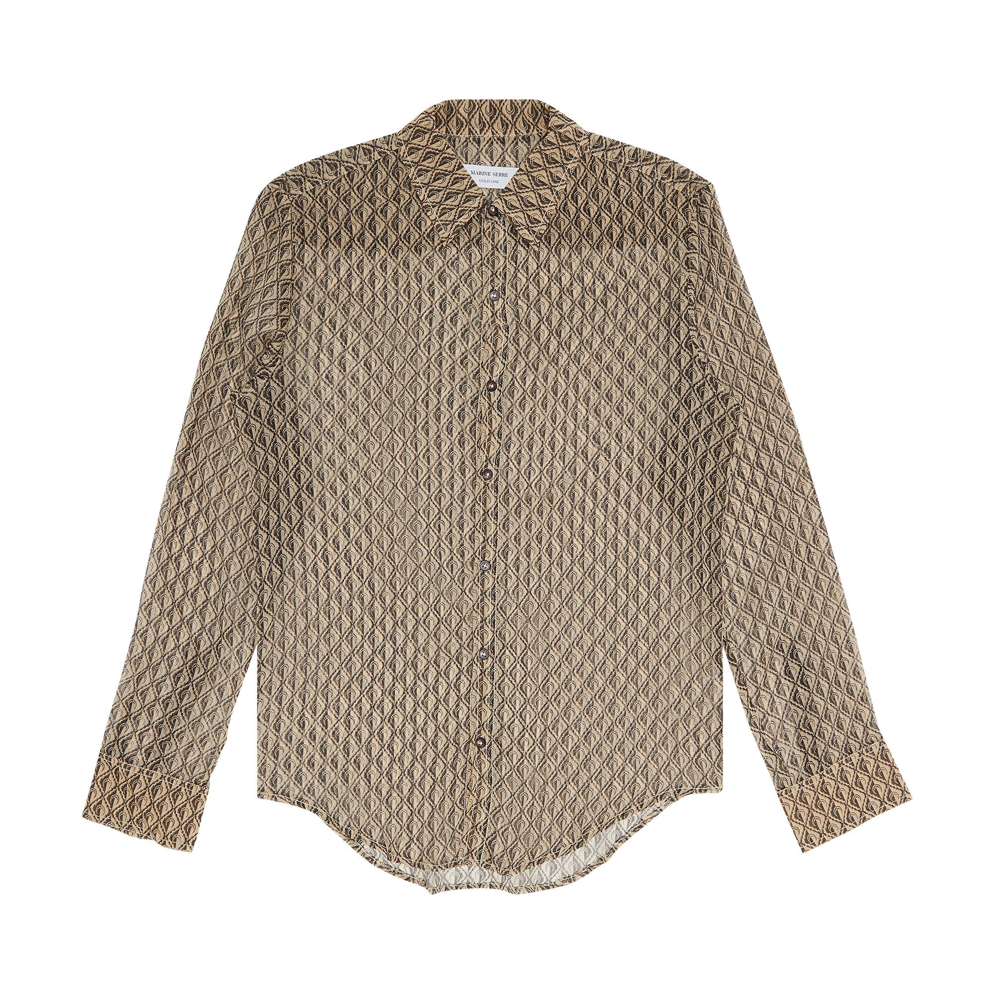Tシャツ・カットソー MARINE SERRE MOON DIAMANT SILK CREPON BUTTON UP BLOUSE Marine Serre Moon Diamant Sheer Silk Crepon Button-up Shirt
