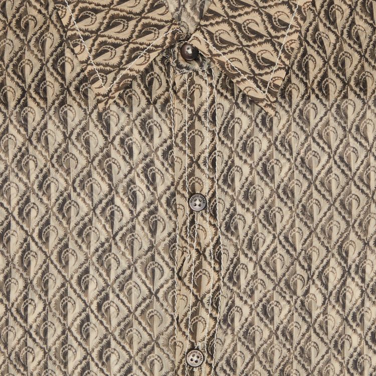 Marine Serre Moon Diamant Silk Crepon Button Up Shirt Blue