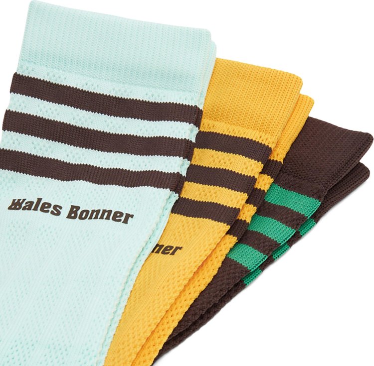 adidas x Wales Bonner Crochet Socks 3 Pack YellowTurquoiseBrown