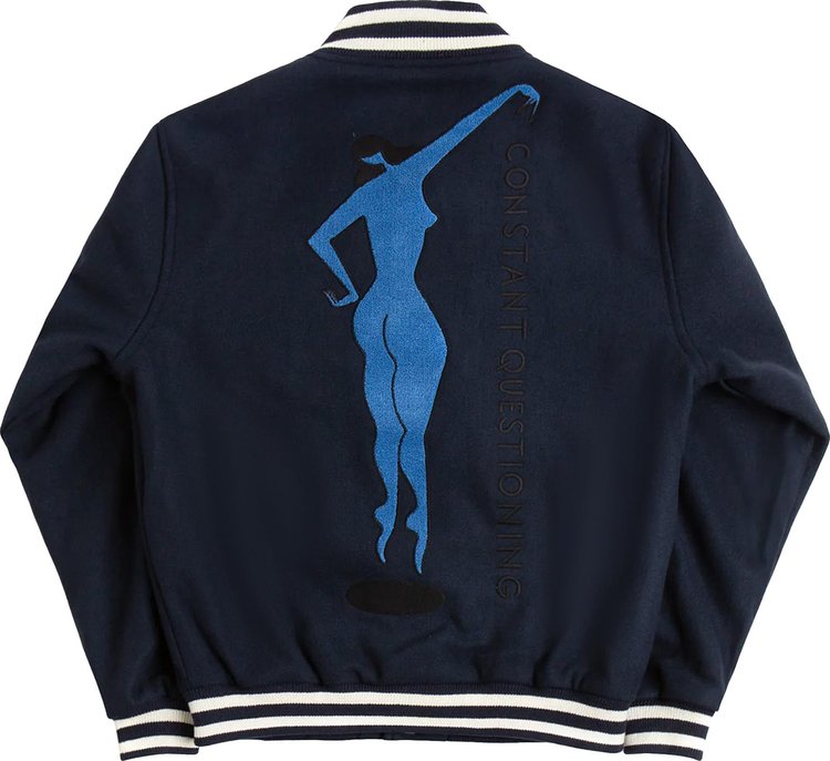 Parra Run Sit Bike Varsity Jacket Navy Blue