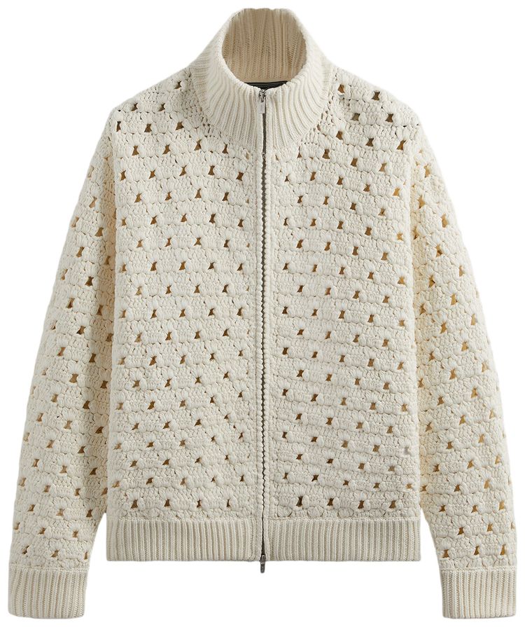 Kith Highland Crochet Knit Wyona Full Zip Sandrift