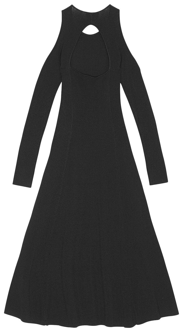 GANNI Melange Open Back Midi Dress Black