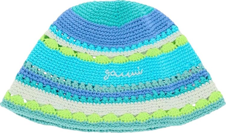 GANNI Crochet Bucket Hat 'Blue Curacao'