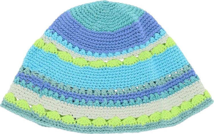 GANNI Crochet Bucket Hat Blue Curacao