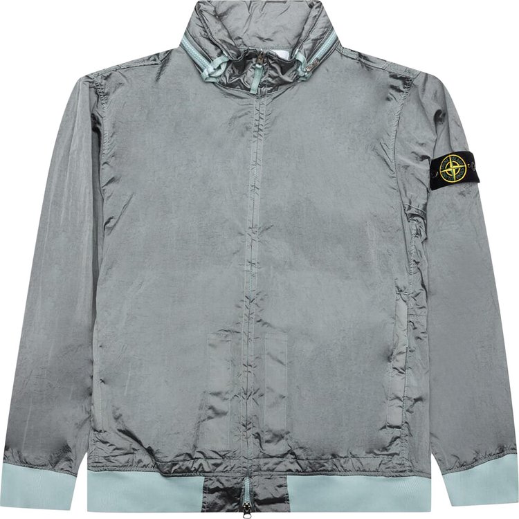 Stone Island Waffen Patch Foldable Hooded Zip Up Jacket Sky Blue