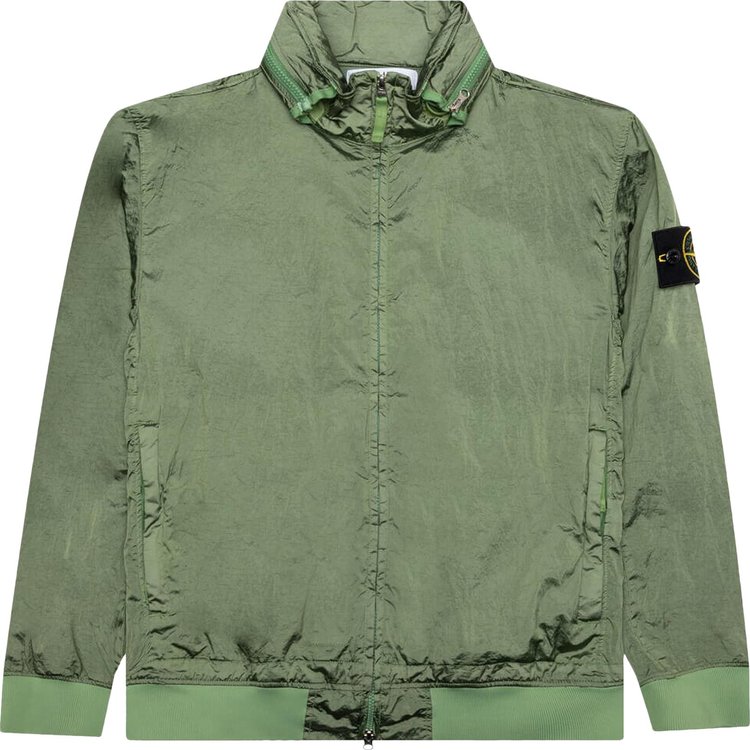 Stone Island Waffen Patch Foldable Hooded Zip Up Jacket Sage