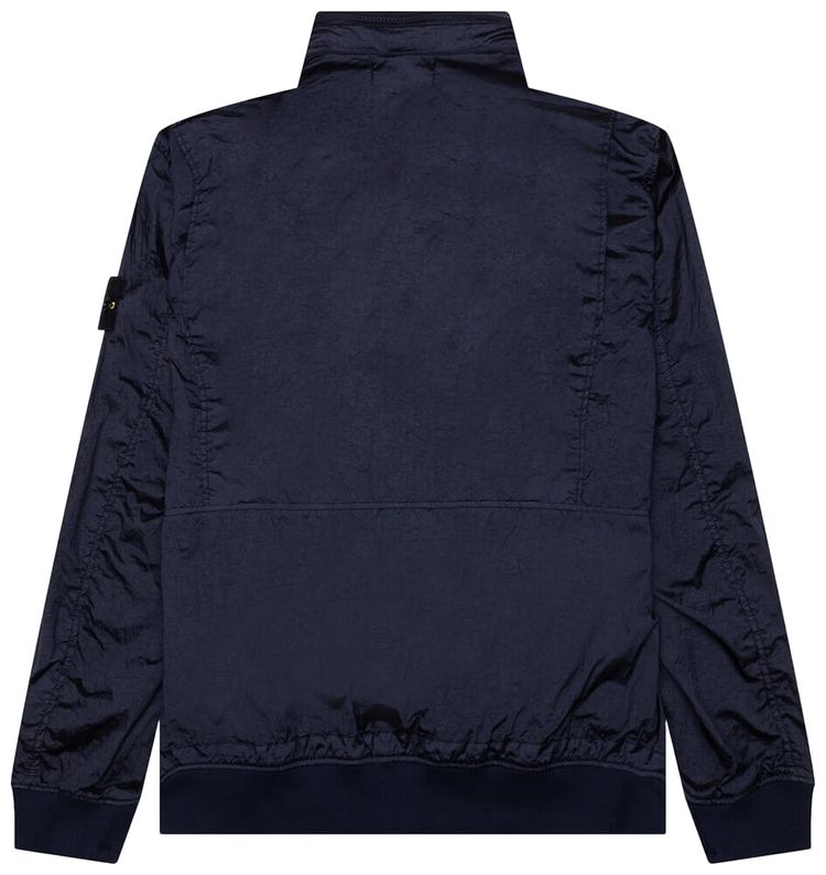 Stone Island Waffen Patch Foldable Hooded Zip Up Jacket Navy Blue