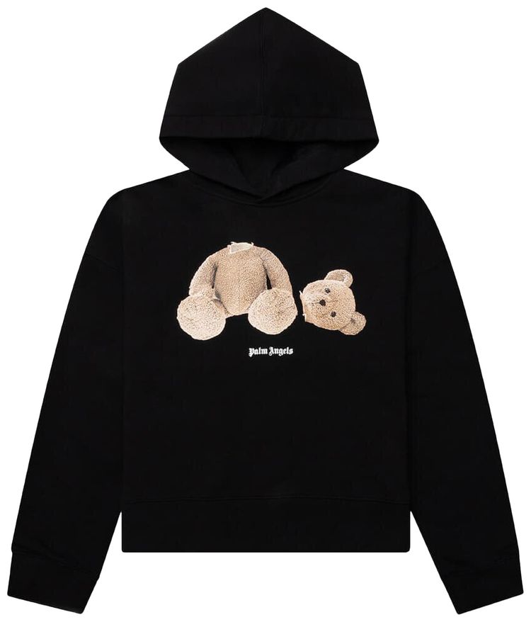 Palm Angels Kids Bear Hoodie BlackBrown