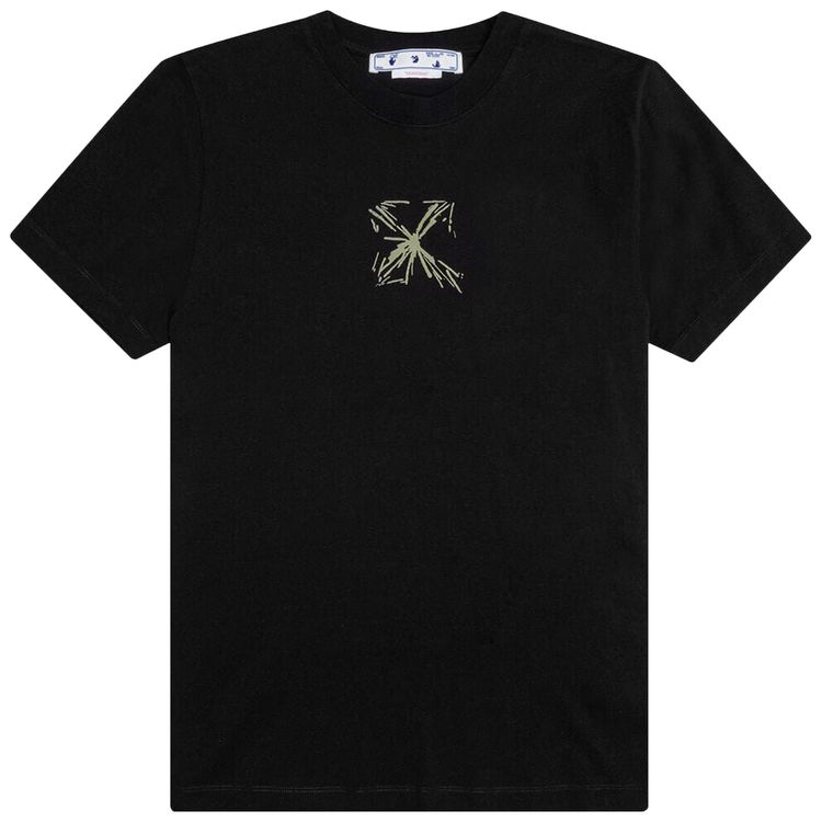 Off White Splashy Arrow Slim Short Sleeve Tee BlackBeige