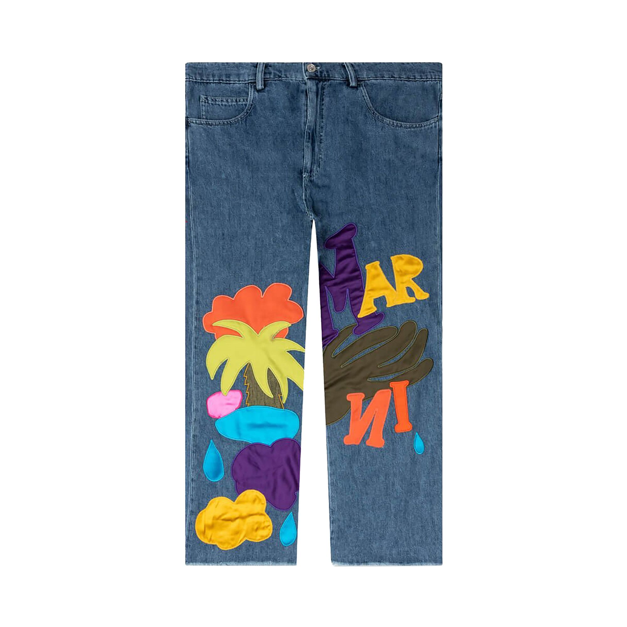 ☆関税込☆MARNI★NO VACANCY INN STAR EMBROIDERED DENIM PANTS Marni x No Vacancy Inn Men's Wide-Leg Patch Jeans | Neiman