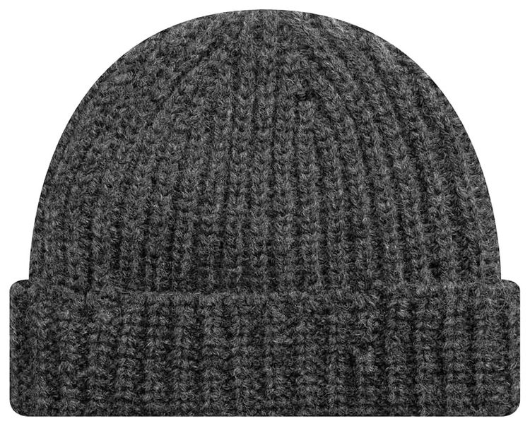 Marni Hand Stitched Logo Ribbed Beanie Dark Grey