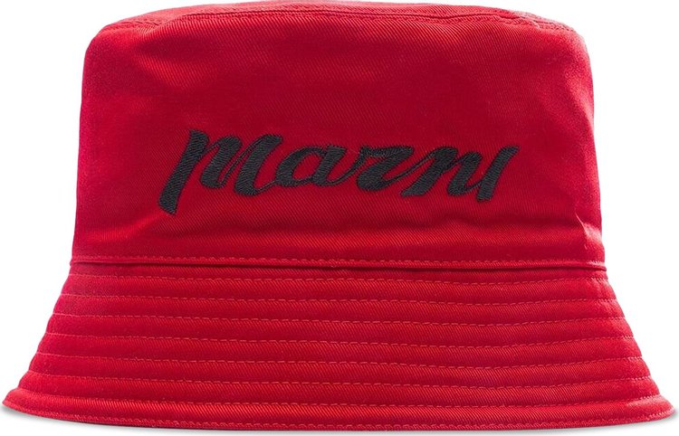 Marni Embroidered Logo Bucket Hat 'Chilli'