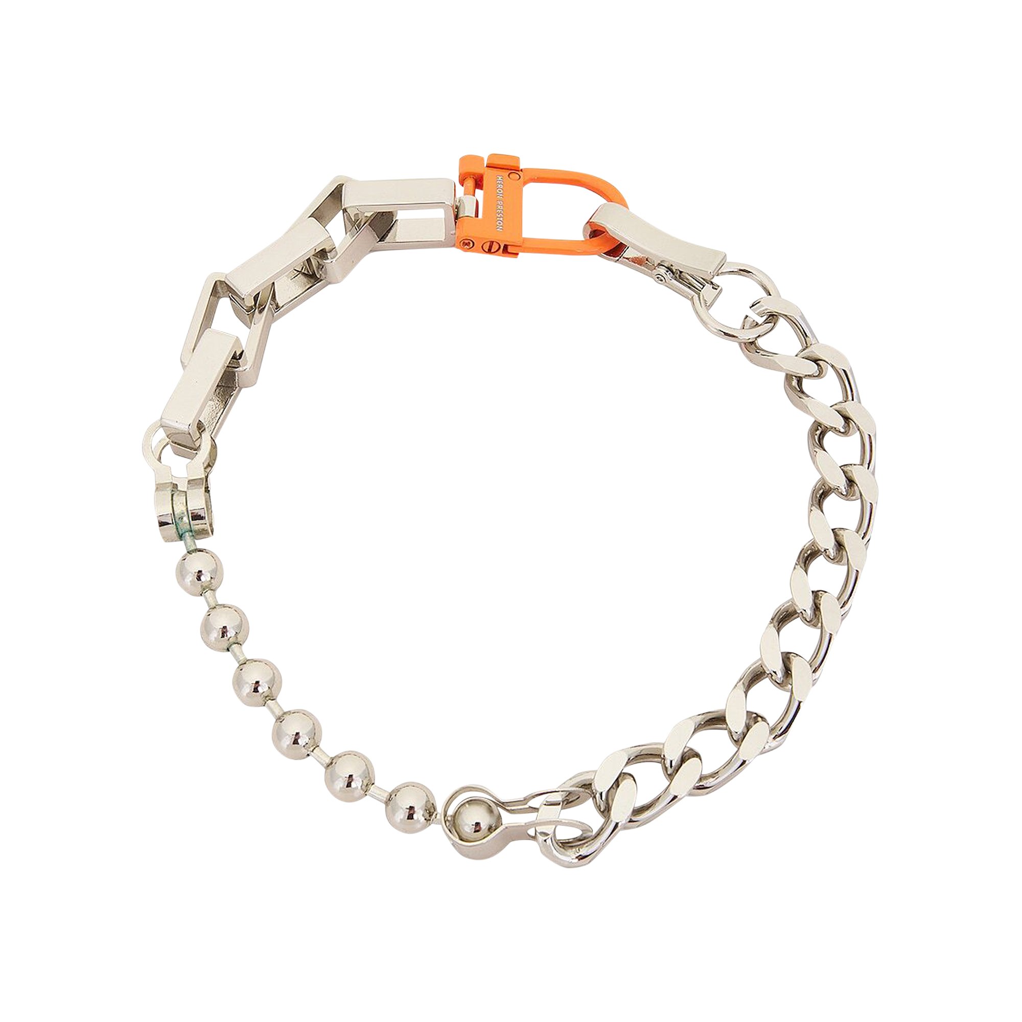 Buy Heron Preston Multi Chain Square Necklace 'Silver/Orange 