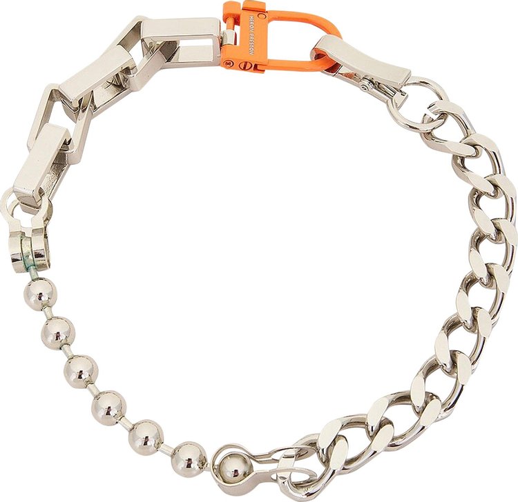 Heron Preston Multi Chain Square Necklace 'Silver/Orange'