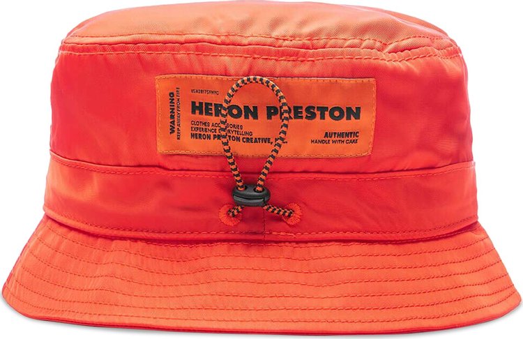 Heron Preston Embroidered Nylon Bucket Hat OrangeWhite