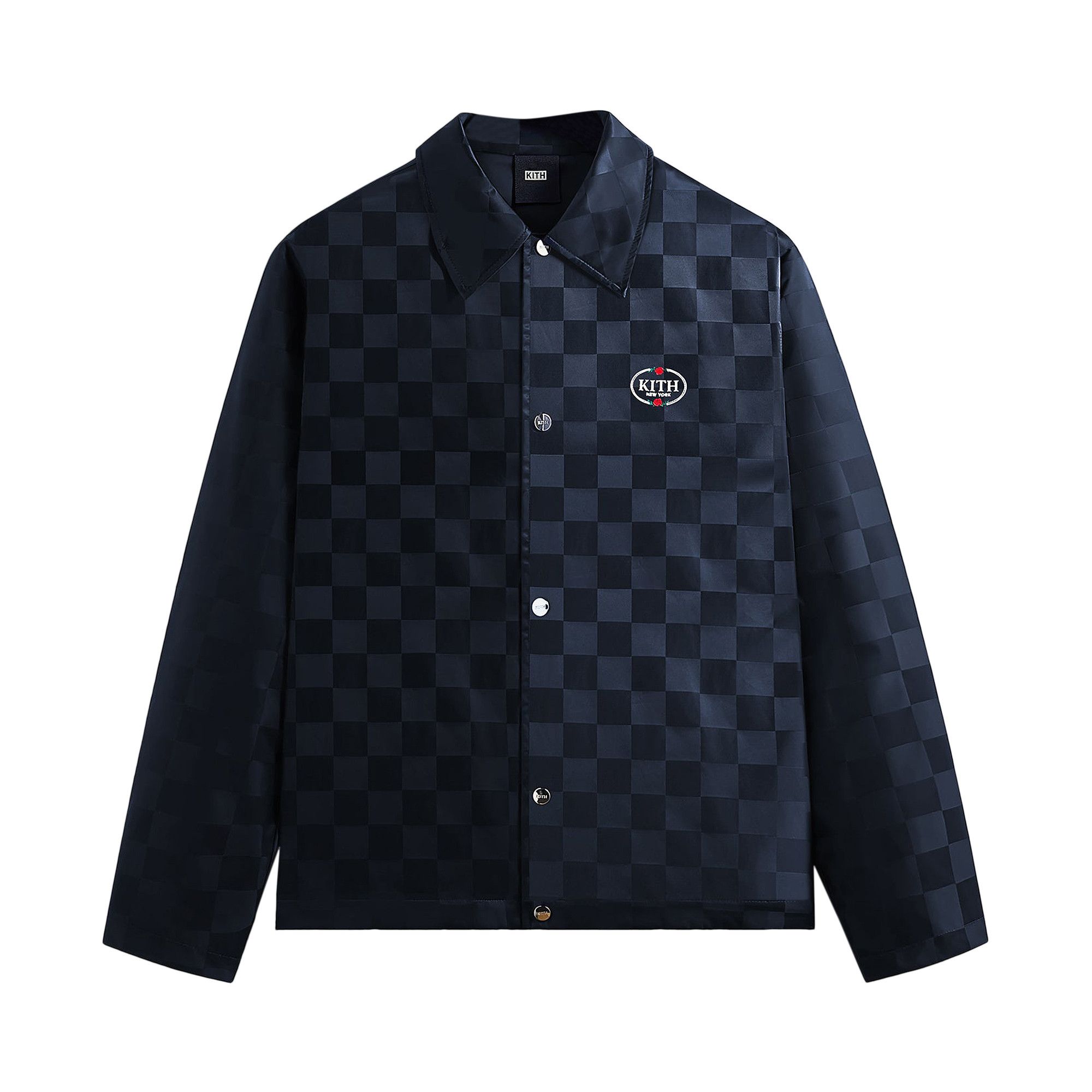 Buy Kith Checkered Satin Coaches Jacket 'Nocturnal