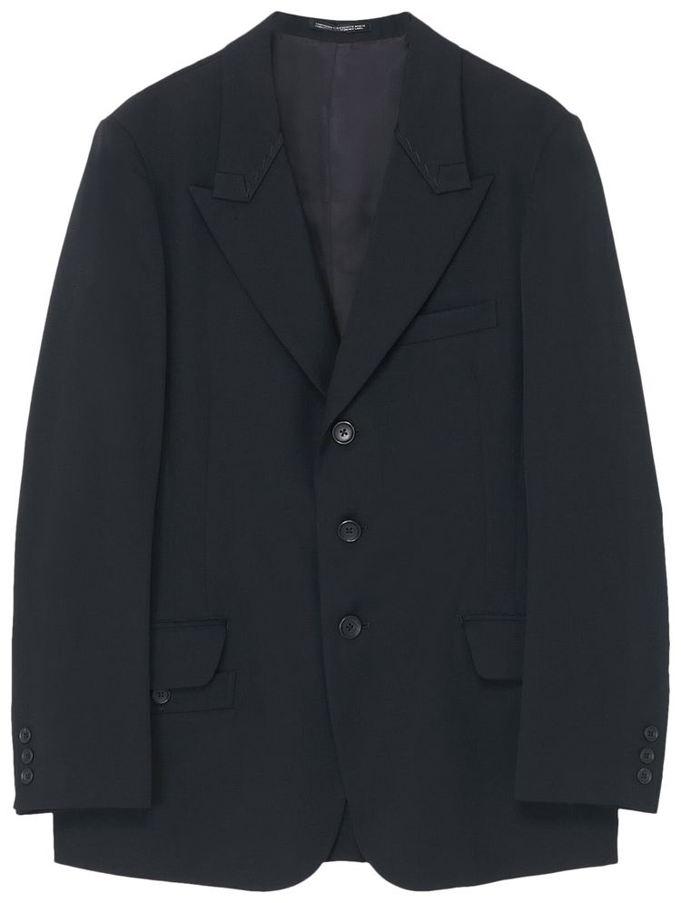 Yohji Yamamoto Pour Homme Fold Over Peak Lapel Jacket Black