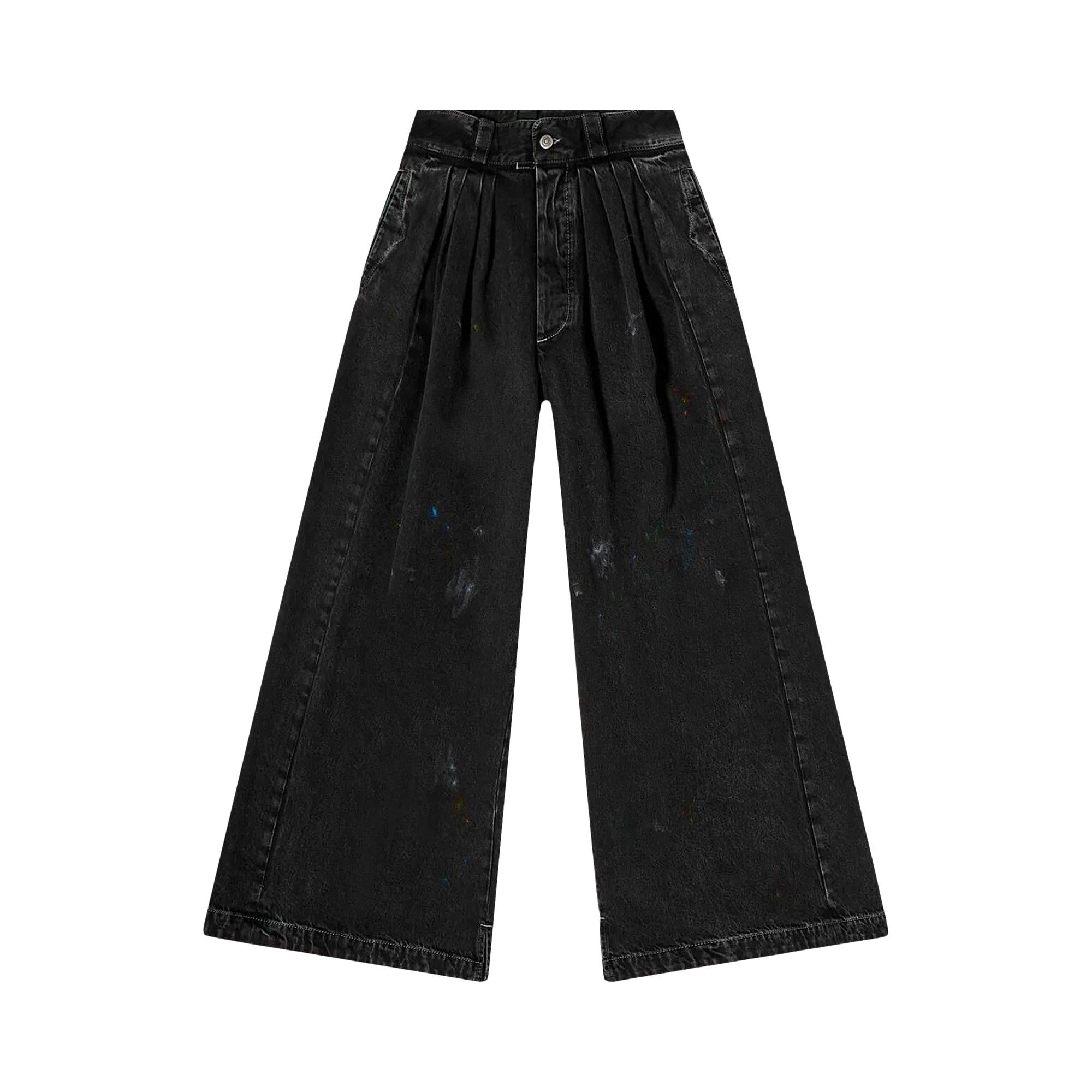 Buy Maison Margiela Pleated Wide Leg Pants 'Black
