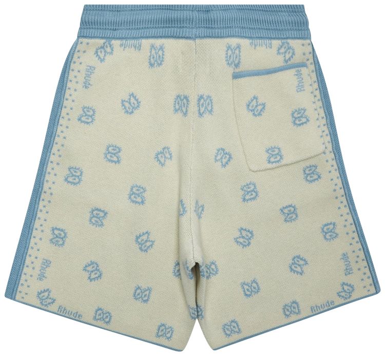 Rhude Banco Knit Short Stone BlueIvory