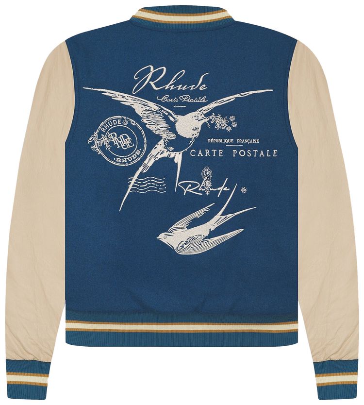 Rhude Sparrow Varsity Jacket SlateCreme