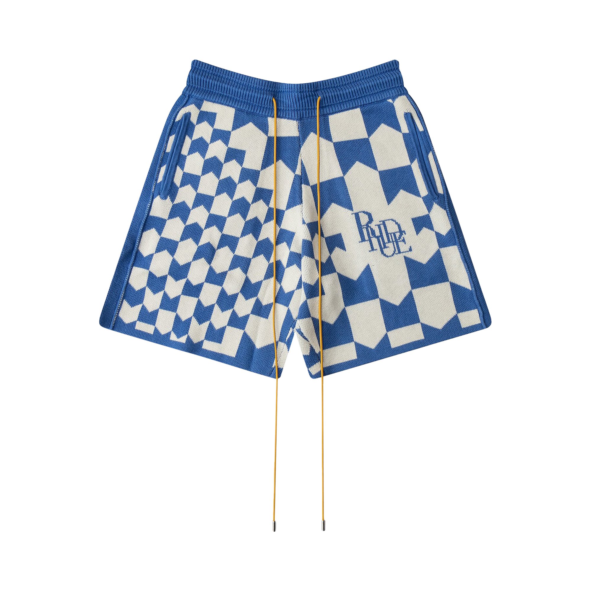 Buy Rhude Rhacing Checkered Knit Short 'Ivory/Blue' - SS23SH45822359 | GOAT
