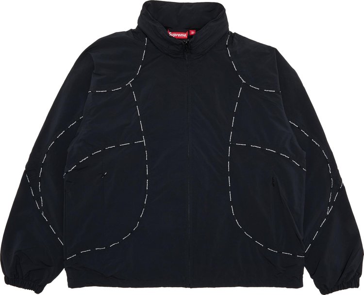 Supreme Logo Piping Hooded Track Jacket 'Black'