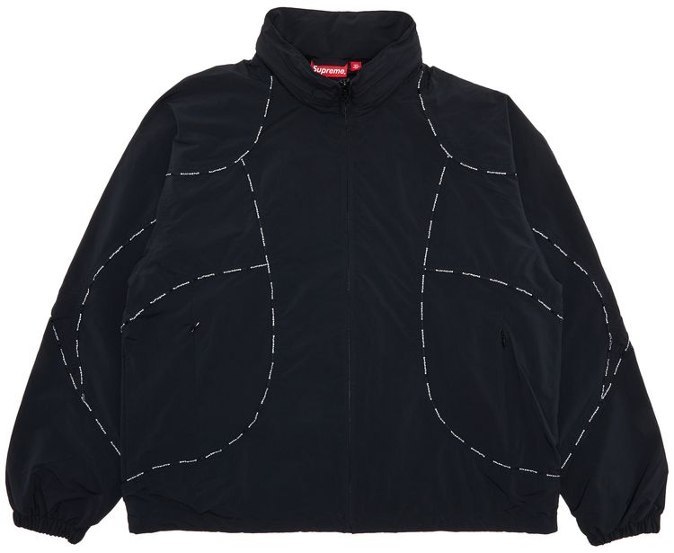 Supreme Logo Piping Hooded Track Jacket 'Black'