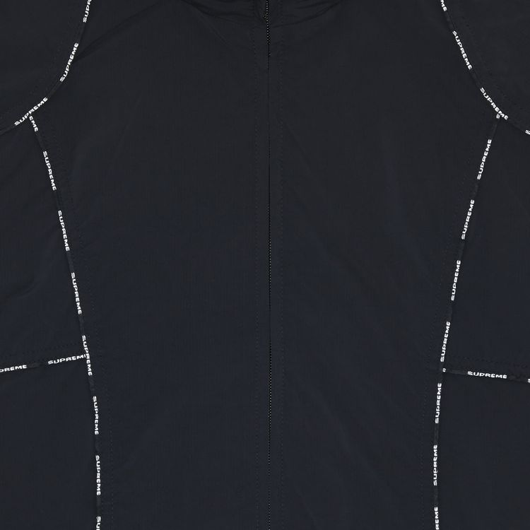 Supreme Logo Piping Hooded Track Jacket Black