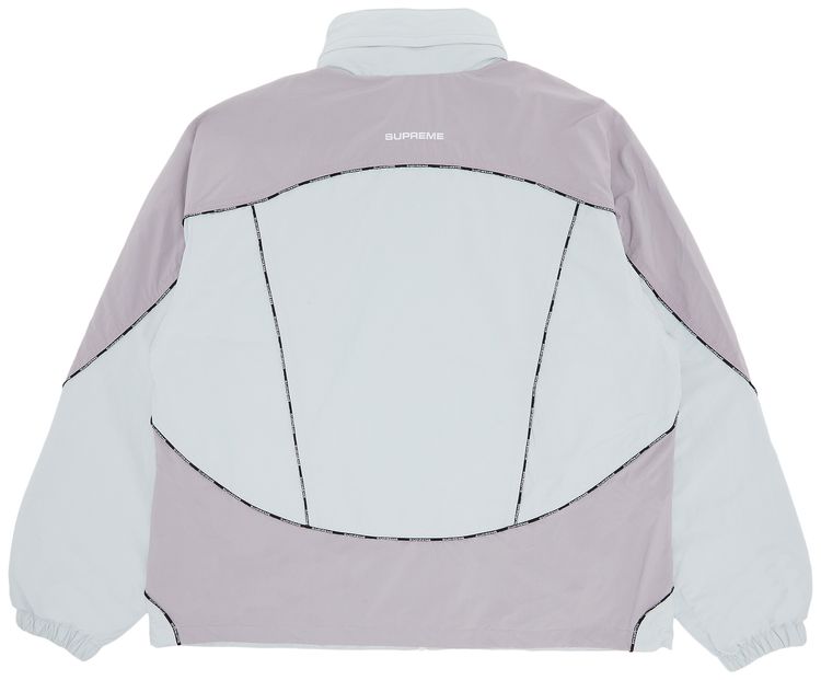 Supreme Logo Piping Hooded Track Jacket Grey