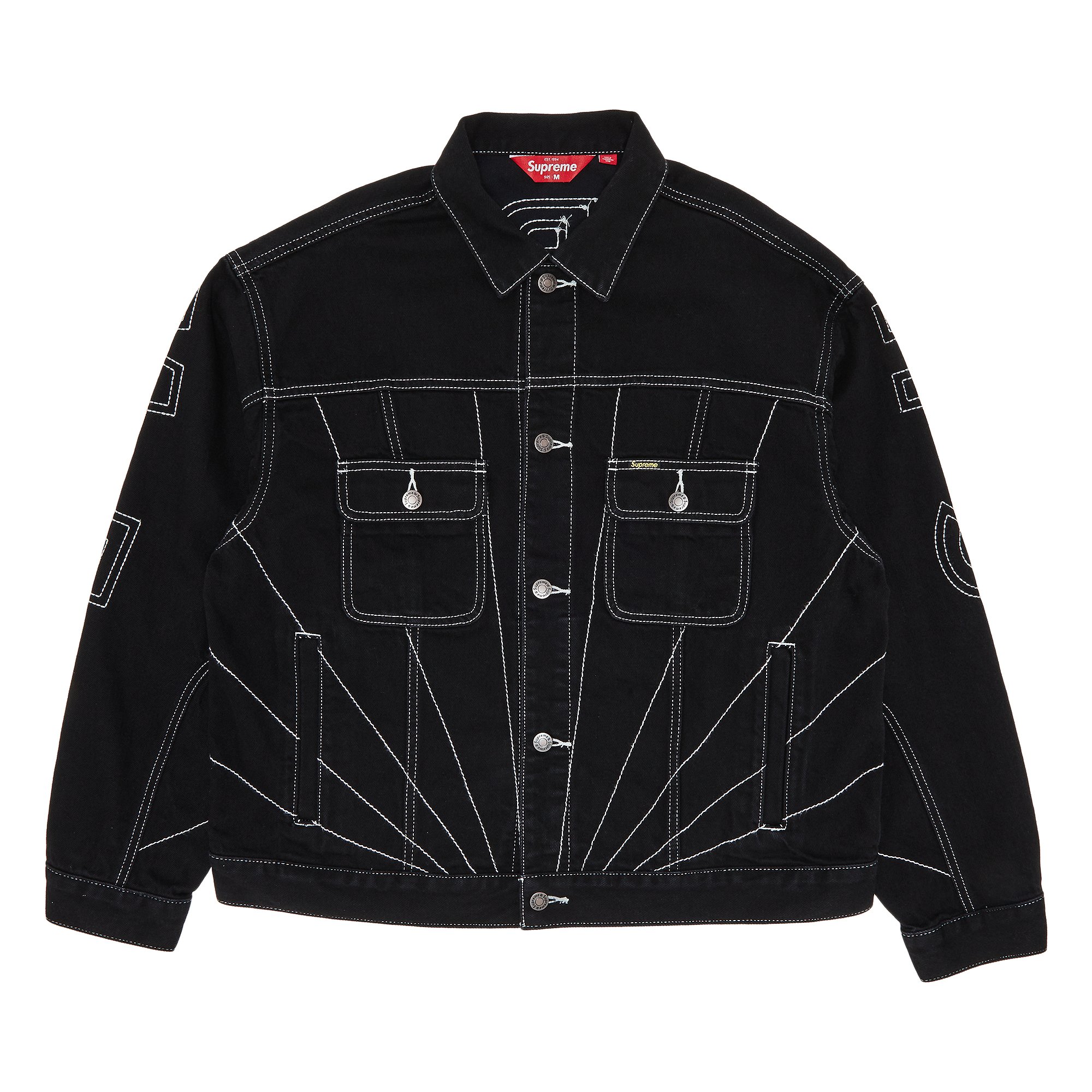 Buy Supreme Radial Embroidered Denim Trucker Jacket 'Black