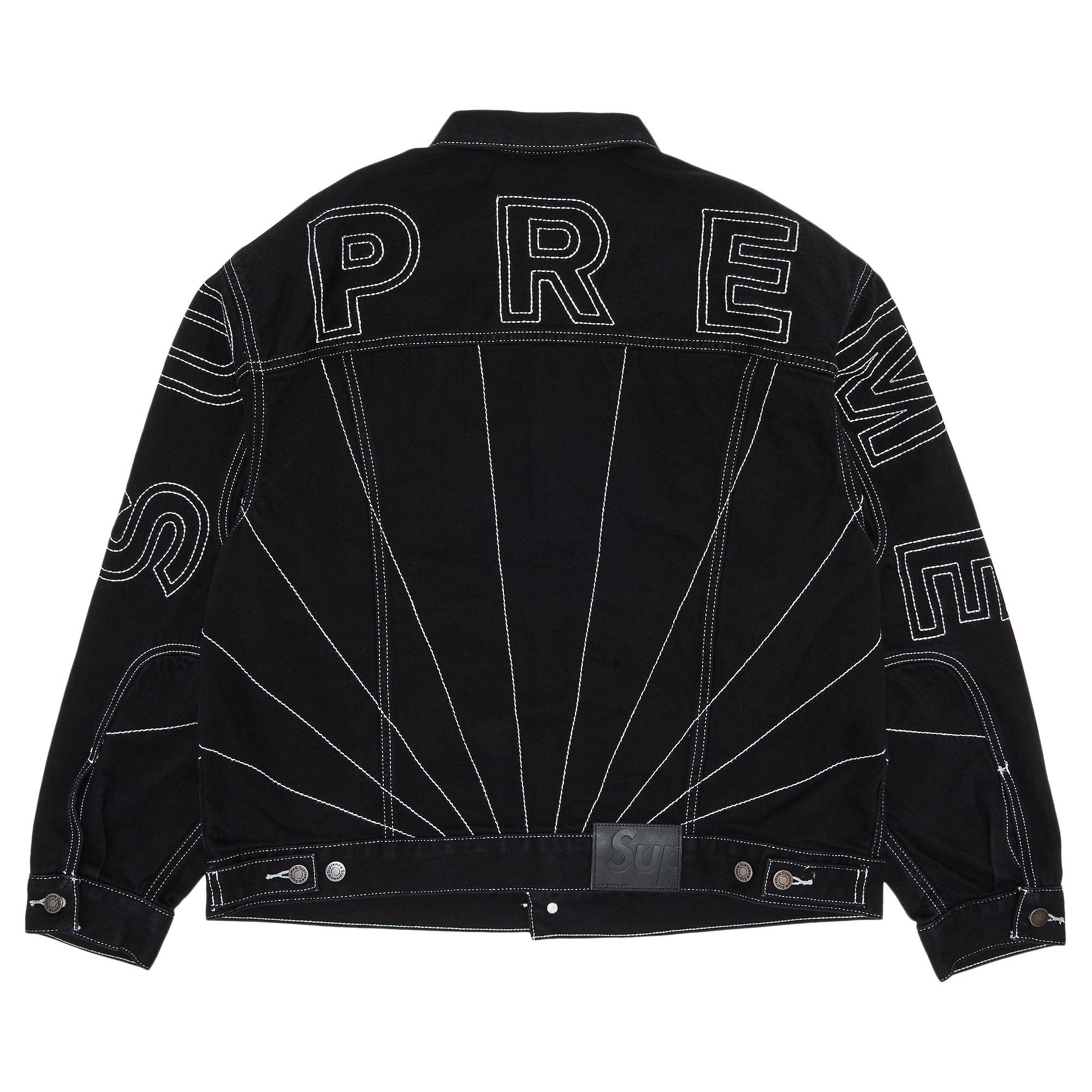Supreme Radial Embroidered Denim Trucker Jacket Brown メンズ
